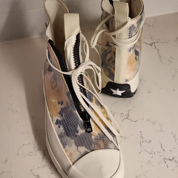 Converse Run Star Hi Zip Platform "Washed Florals" Egret/White/Black - Picture 6 of 8